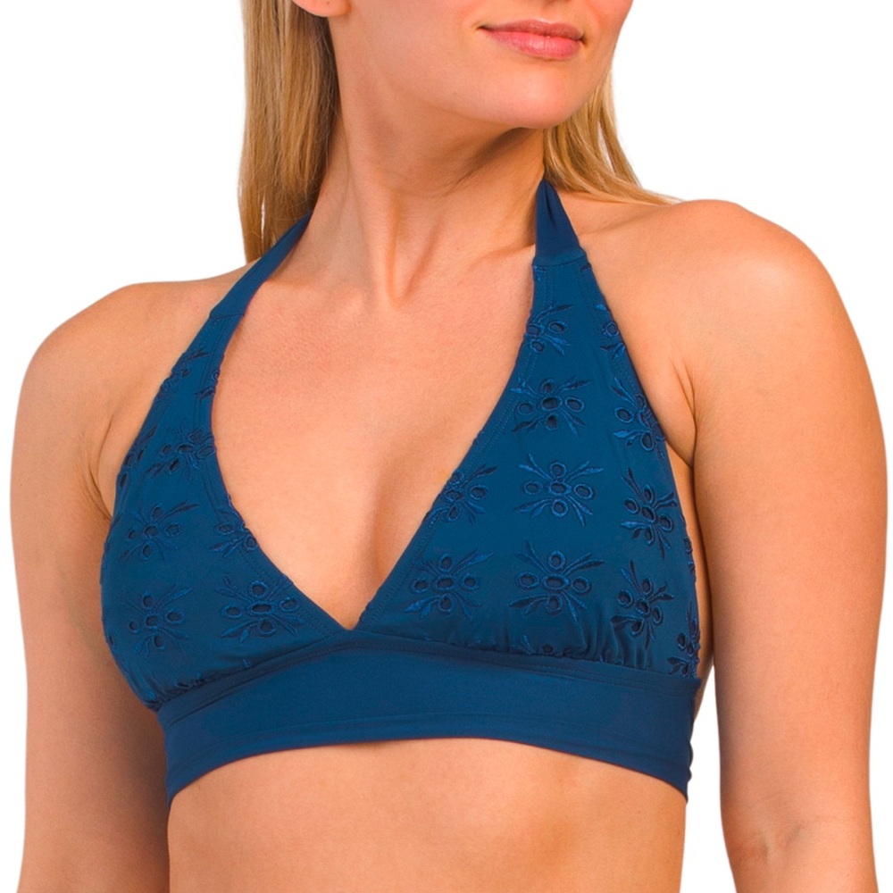 New Bleu Rod Beattie Eyelet navy Halter Bikini Top & Tie Side Bikini Bottom - Picture 3 of 16